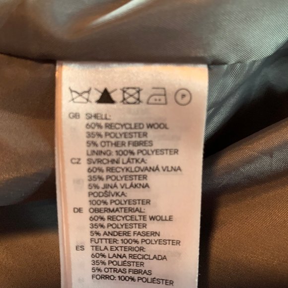 Divided by H&M Women's size Small Gray Wool Blend Lined Belted Coat - Picture 7 of 7